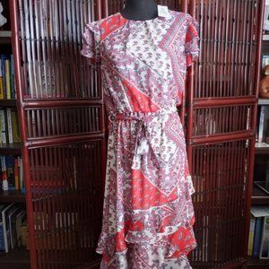CK, Calvin Klein Red Paisley Dress